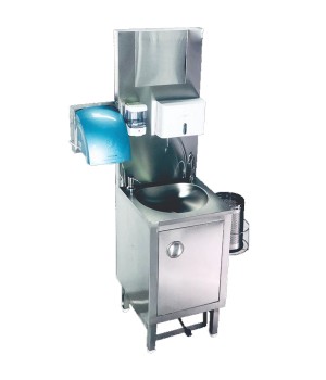 SS- Foot Operated Hygiene Station With Manual Soap Dispensor, Sensor Operated Soap IPA Dispensor & Faucets