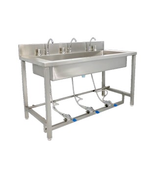SS-3 Foot Operated Sink With Soap Dispensors & Faucets