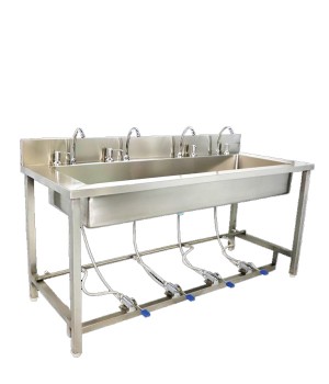 SS-4 Foot Operated Sink With Soap Dispensors & Faucets