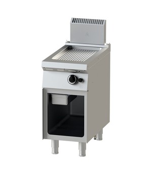 Gas - Fry Top- 4-75 -Grooved Griddle Surface with Open Cabinet