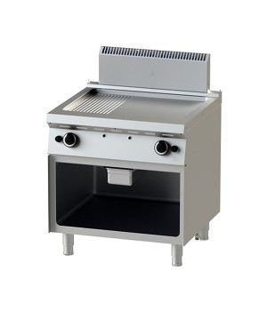 Gas - Fry Top- 6-75 -Half-Grooved Griddle Surface with Open Cabinet