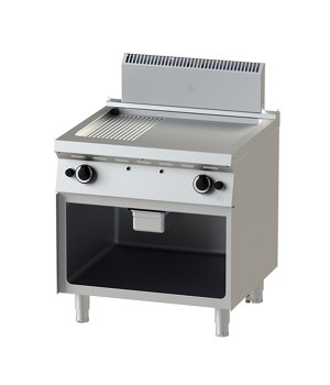 Gas - Fry Top- 8-75 -Half-grooved Griddle Surface with Open Cabinet