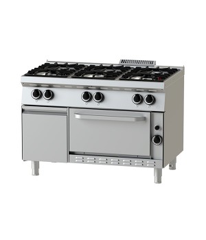 Gas - Range Open burner 12-75 with Gas Oven 2/1 GN - 6 burners