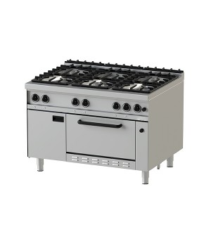 Gas - Range 12-90- 6 Open Burner with Static 2/1 GN Gas Oven