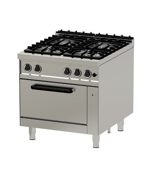 Gas- Range- 8-90- 4 Open Burner with Static 2/1 GN Gas Oven